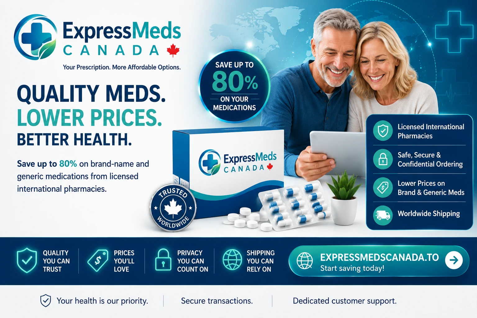Express Meds Canada prescription savings advertisement